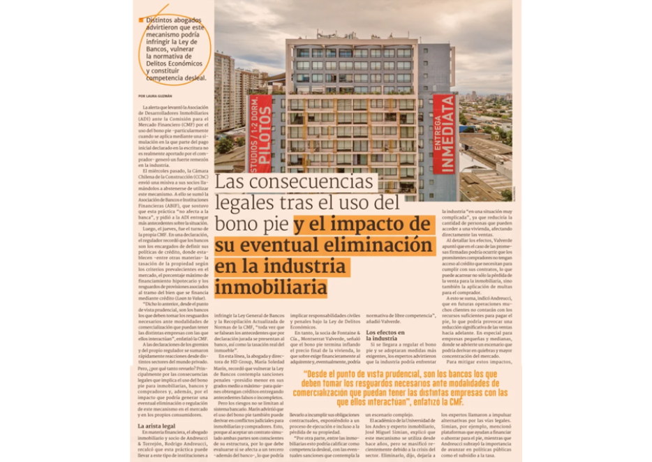 Las consecuencias legales tras el uso del bono pie y el impacto de su eventual eliminación en la industria inmobiliaria